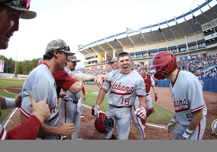 Colby Shelton celebrates home run at SEC Tournament